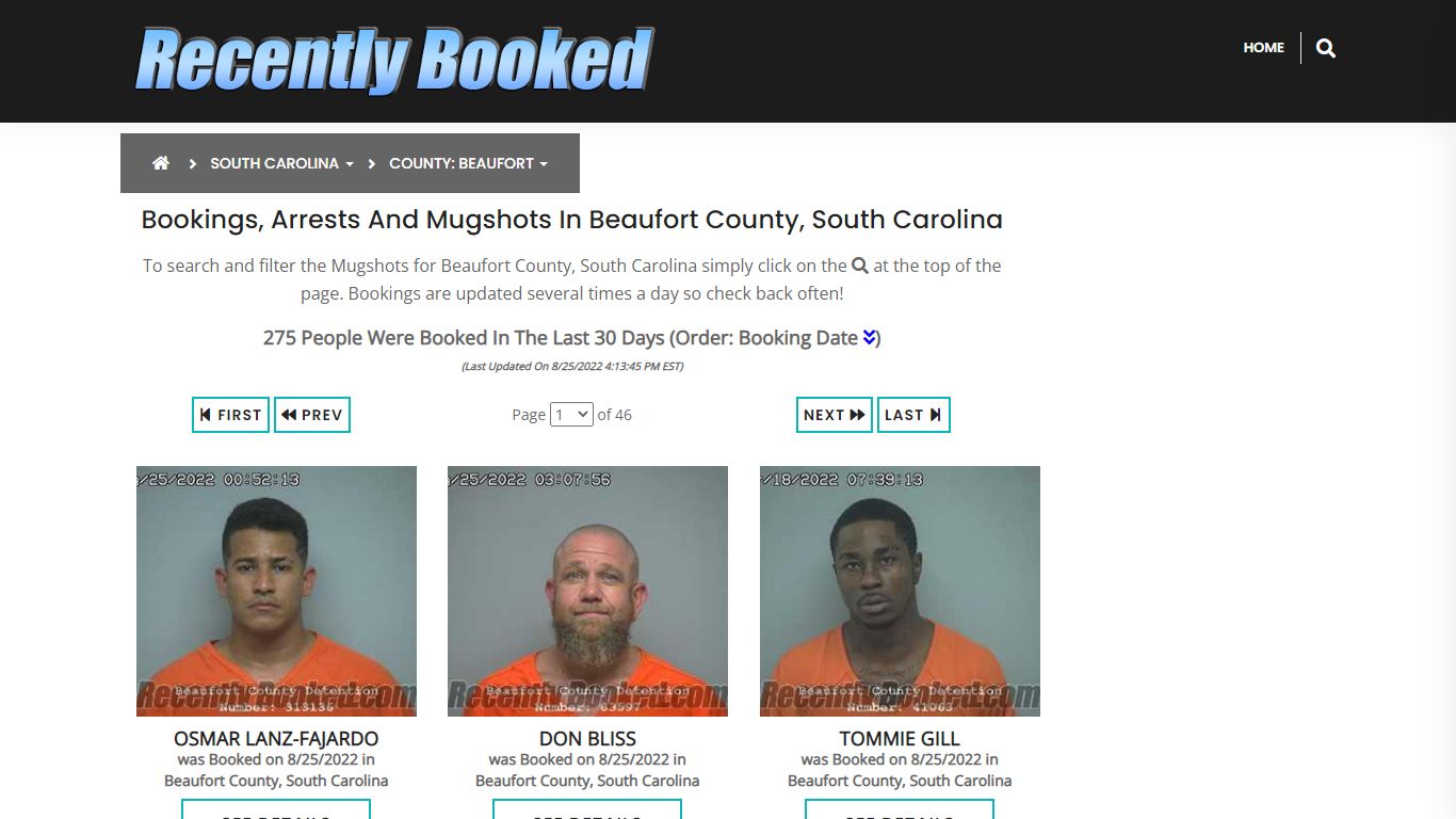 Bookings, Arrests and Mugshots in Beaufort County, South Carolina