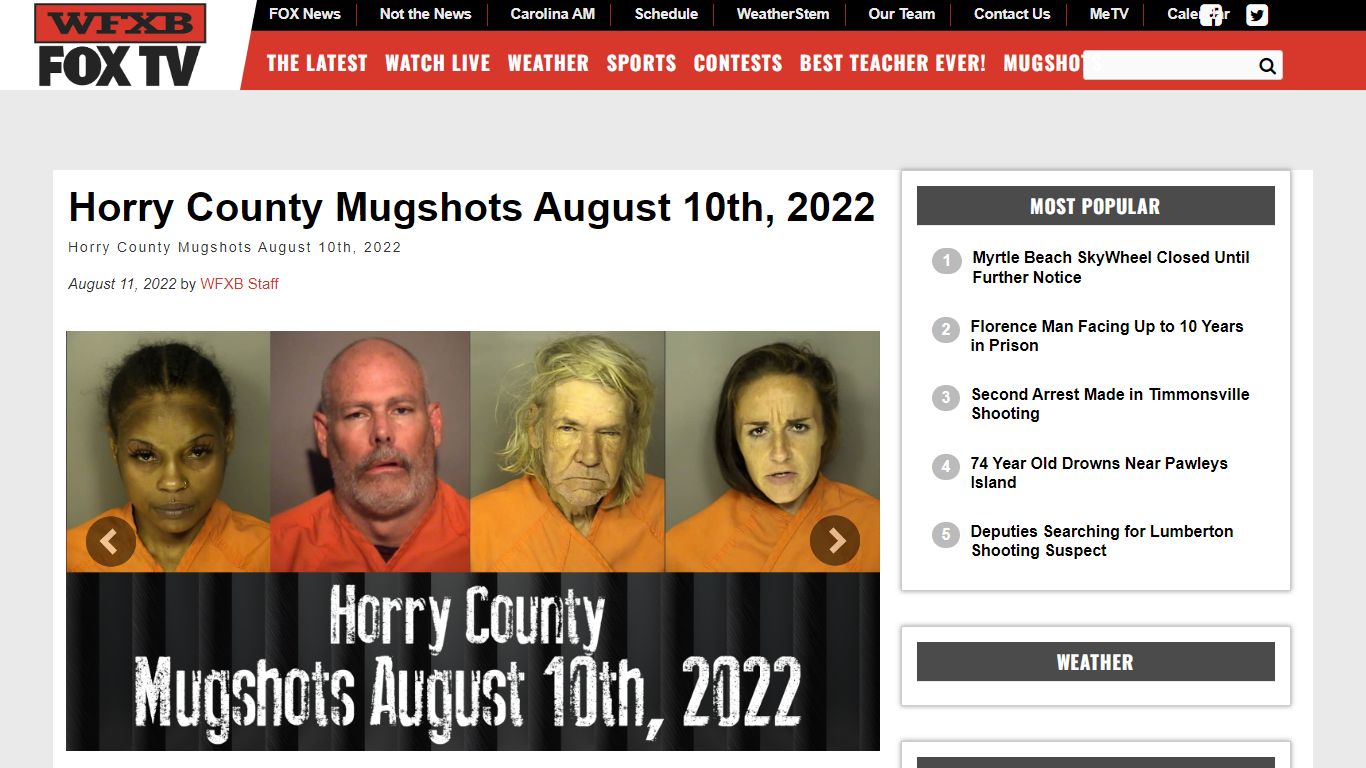 Horry County Mugshots August 10th, 2022 - WFXB